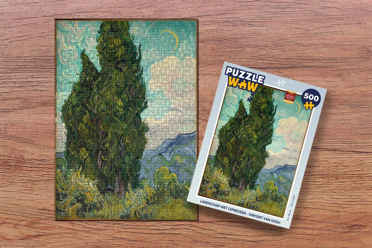 PuzzleWow Vincent van Gogh Landschap met cipressen Legpuzzel 500 Stuks - Multicolor