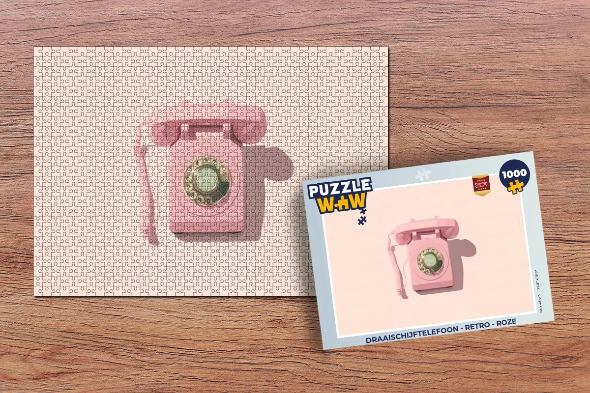 PuzzleWow Draaischijftelefoon Puzzel 1000 Stuks - Roze