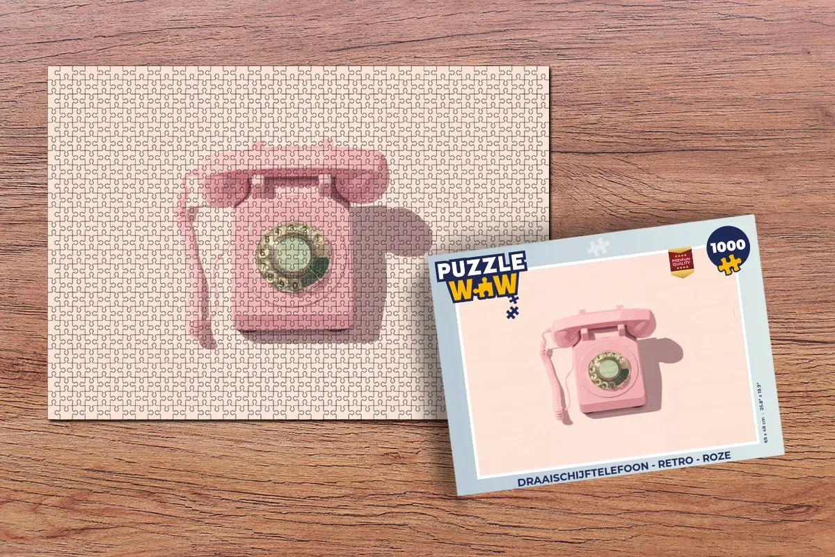 PuzzleWow Draaischijftelefoon Puzzel 1000 Stuks - Roze