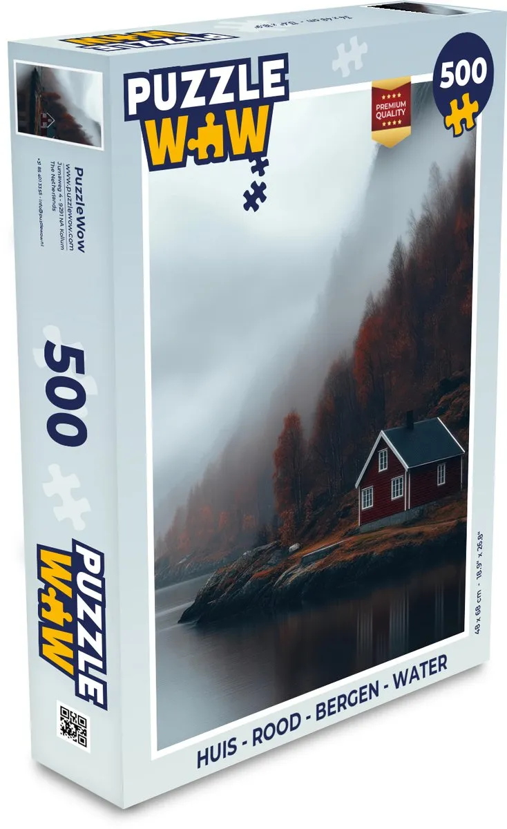 PuzzleWow Huis Bergen Water Legpuzzel 500 Stuks