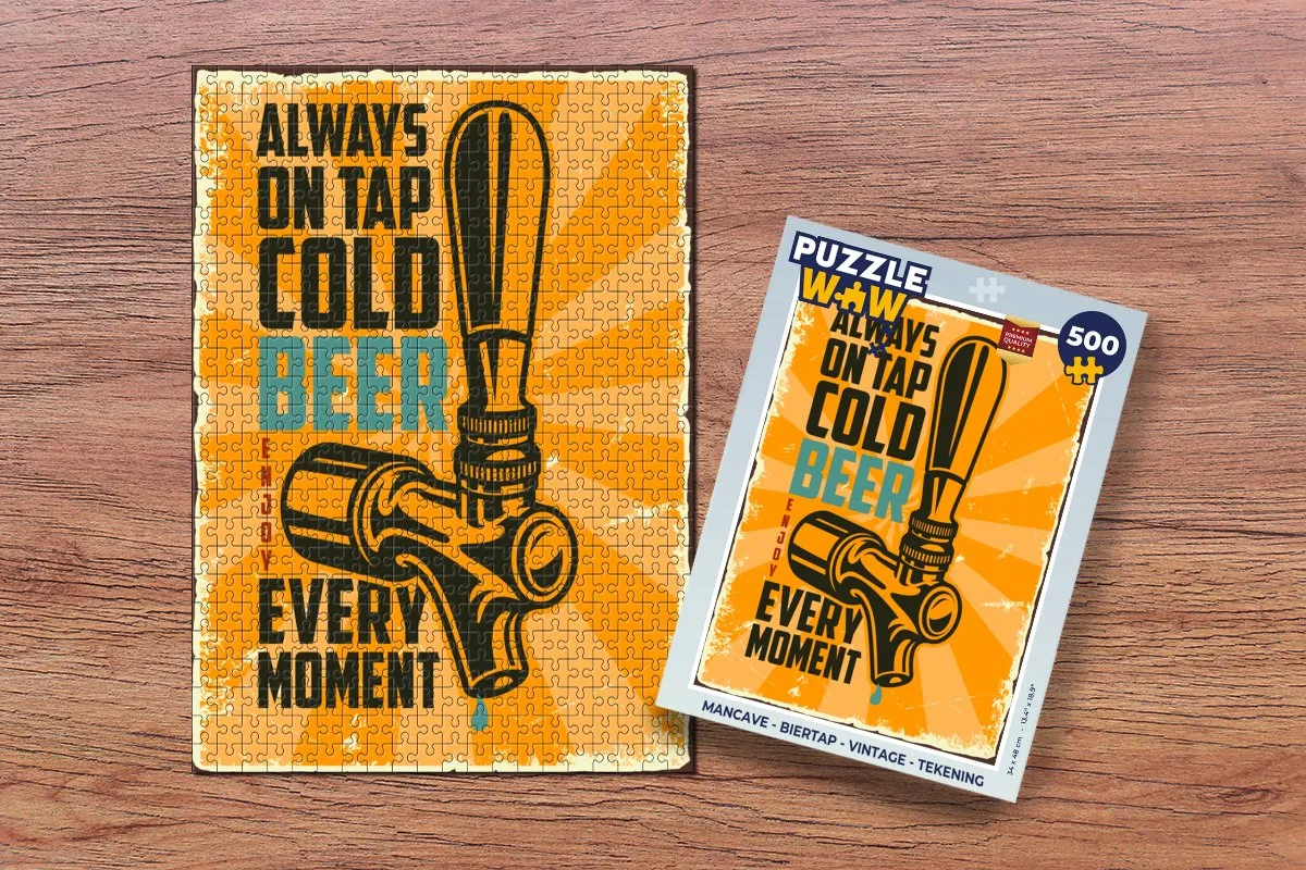 PuzzleWow Mancave Biertap Legpuzzel 500 Stuks - Multicolor