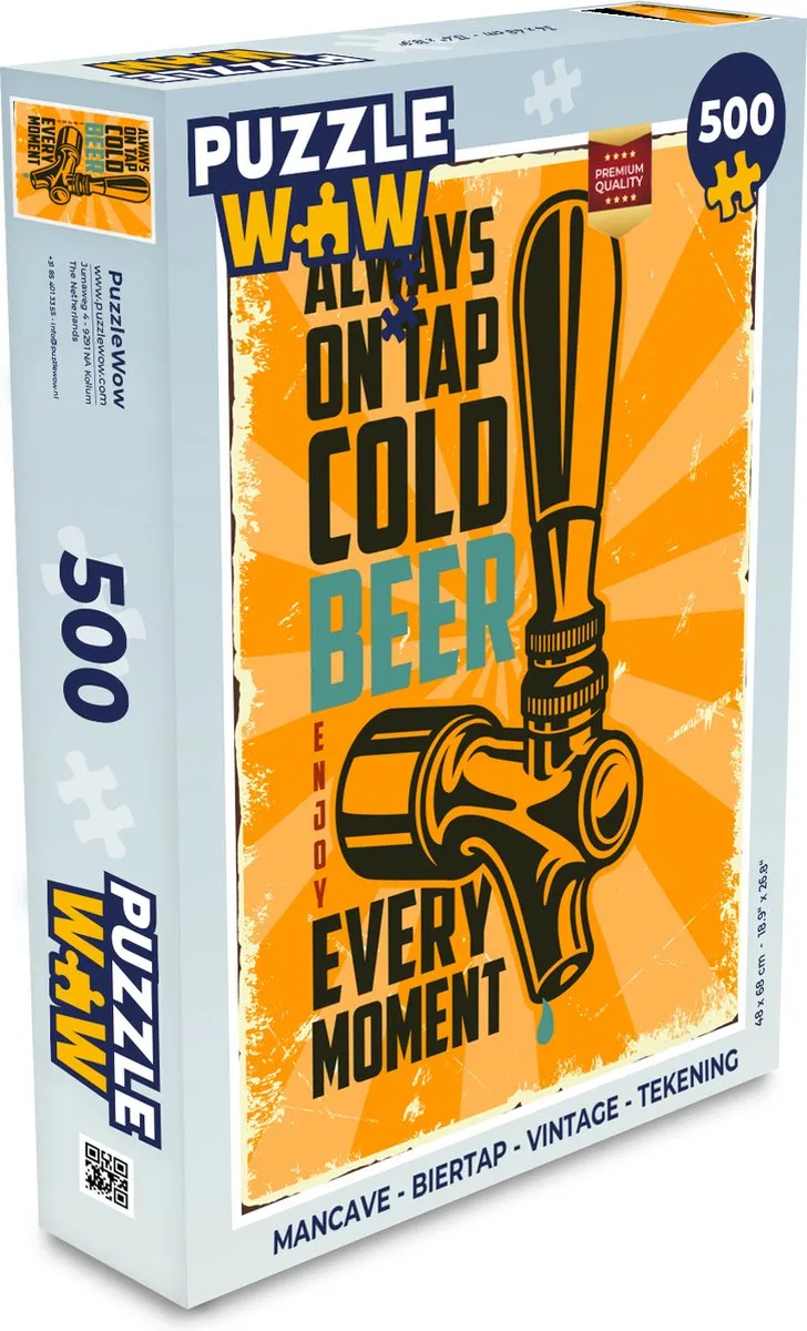 PuzzleWow Mancave Biertap Legpuzzel 500 Stuks