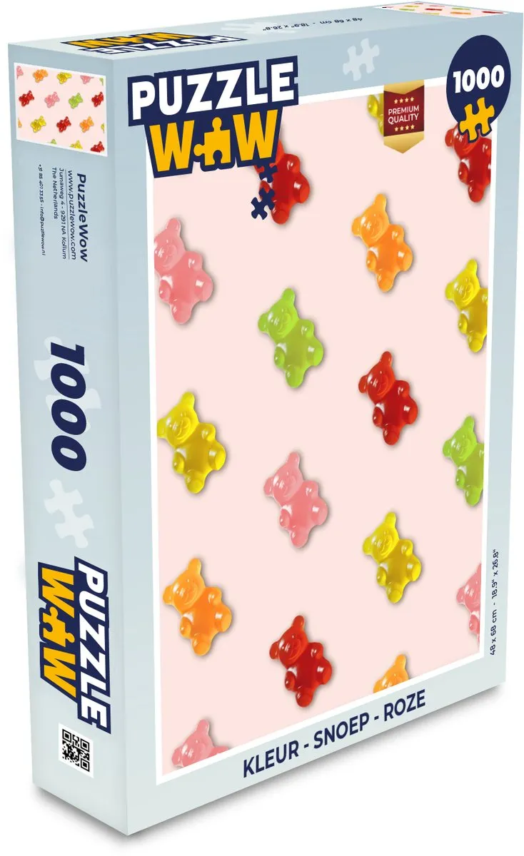 PuzzleWow Legpuzzel Gummy Snoep 1000 Stuks - Roze
