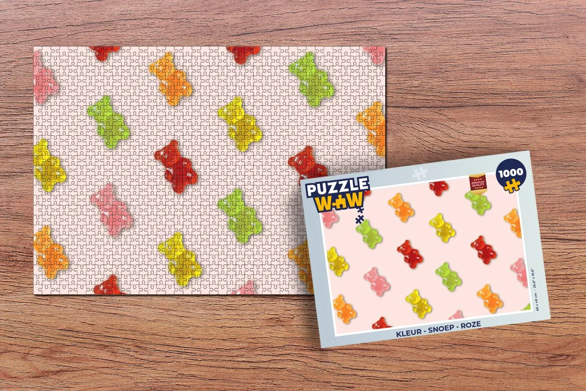 PuzzleWow Legpuzzel Gummy Snoep 1000 Stuks - Roze