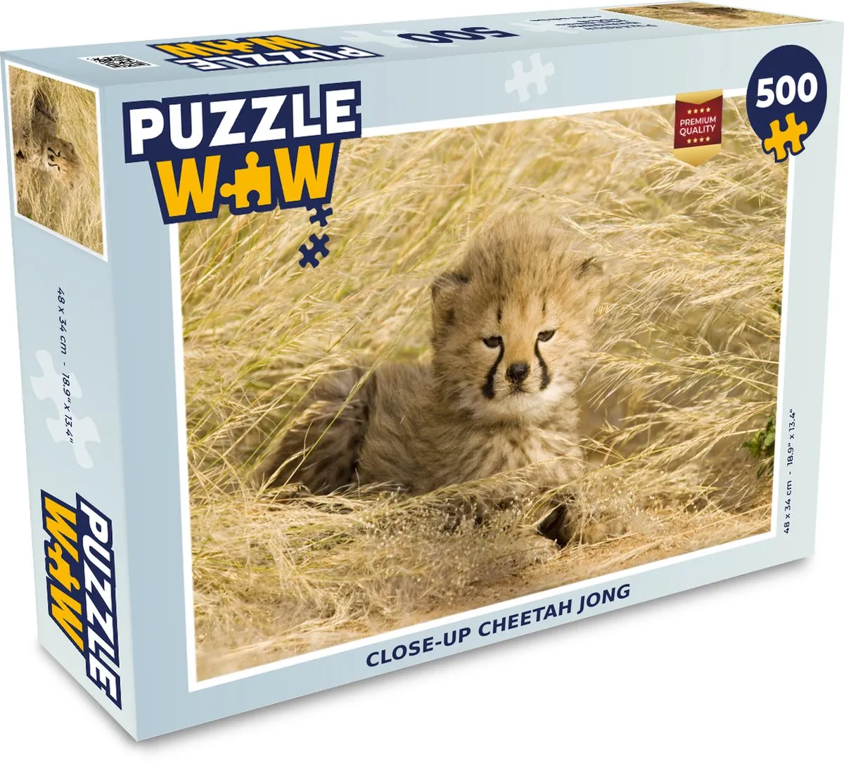 PuzzleWow Cheeta Jong Gras Legpuzzel 500 Stuks