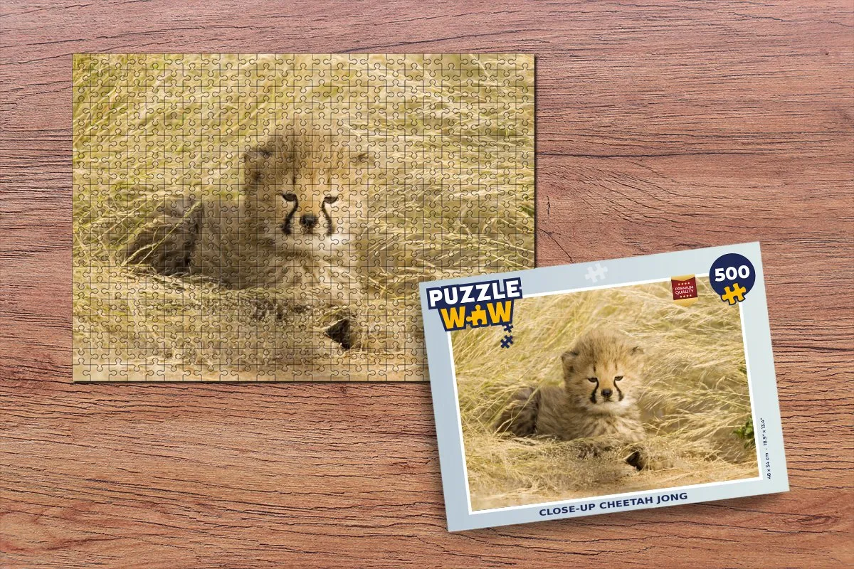 PuzzleWow Cheeta Jong Gras Legpuzzel 500 Stuks - Multicolor