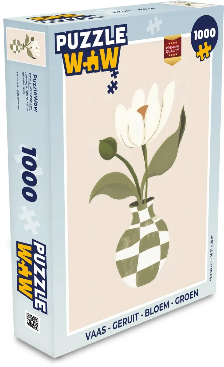 PuzzleWow Vaas Bloem Puzzel 1000 Stuks - Groen