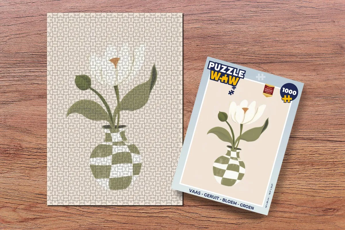 PuzzleWow Vaas Bloem Puzzel 1000 Stuks - Groen