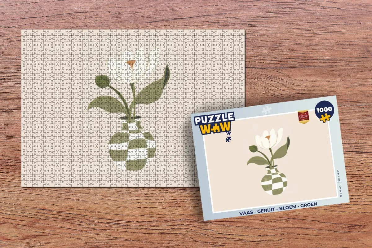 PuzzleWow Vaas Bloem Puzzel 1000 Stuks - Groen