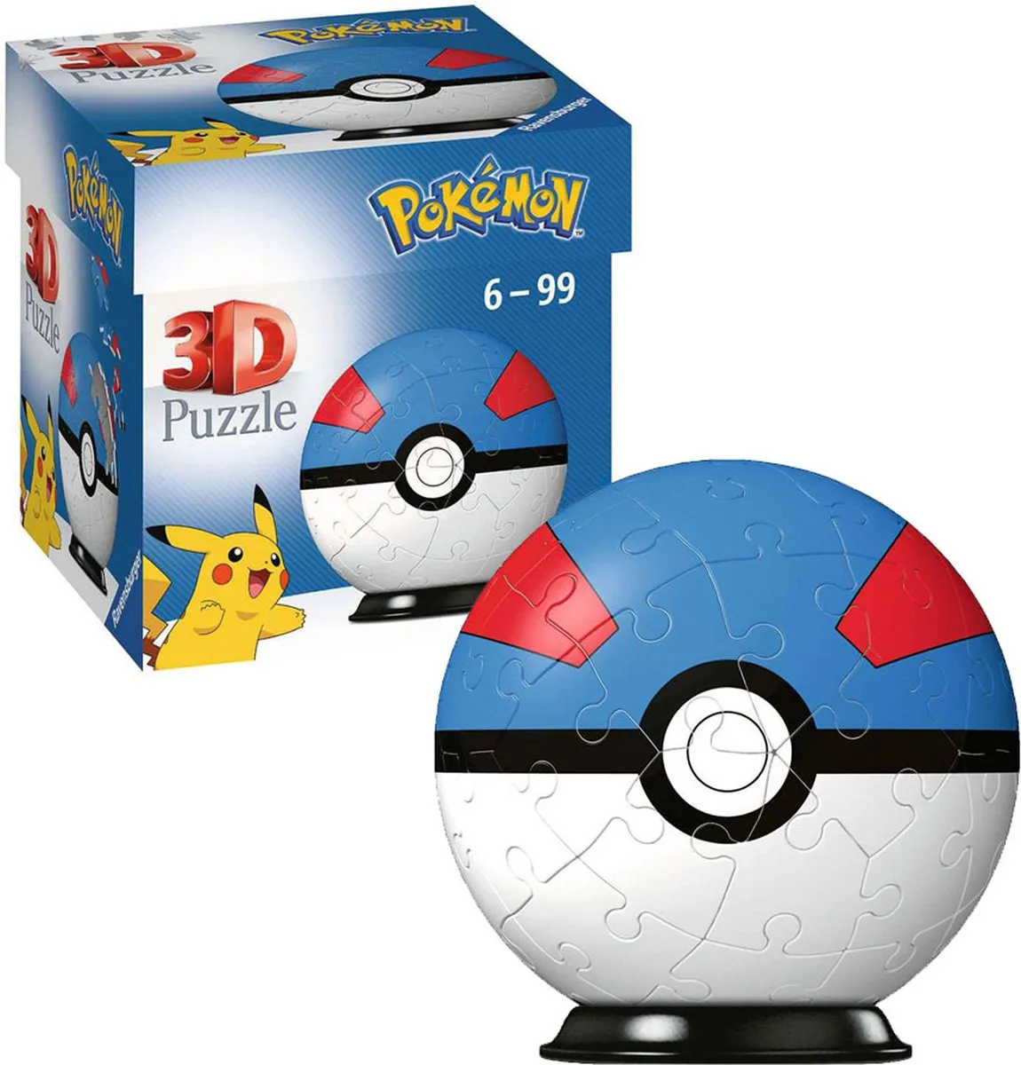 Ravensburger 3D Puzzel Pokémon Great Ball - 54 Stuks - afbeelding 6 van 6