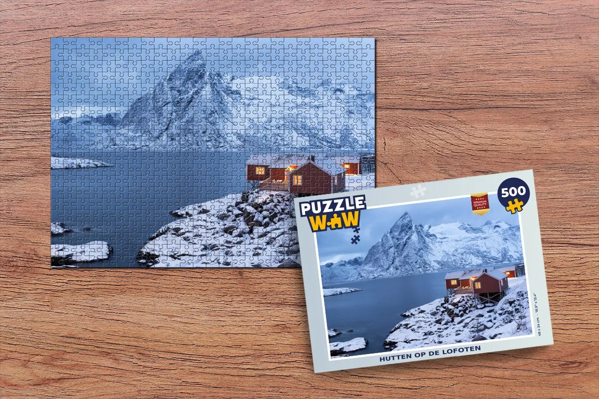 PuzzleWow Legpuzzel 500 Stuks - Hütten auf den Lofoten Multicolor
