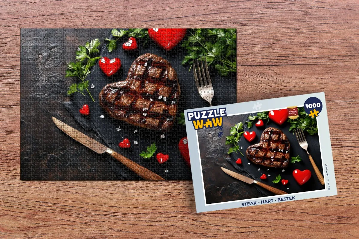 PuzzleWow Steak Hart Legpuzzel 1000 Stuks