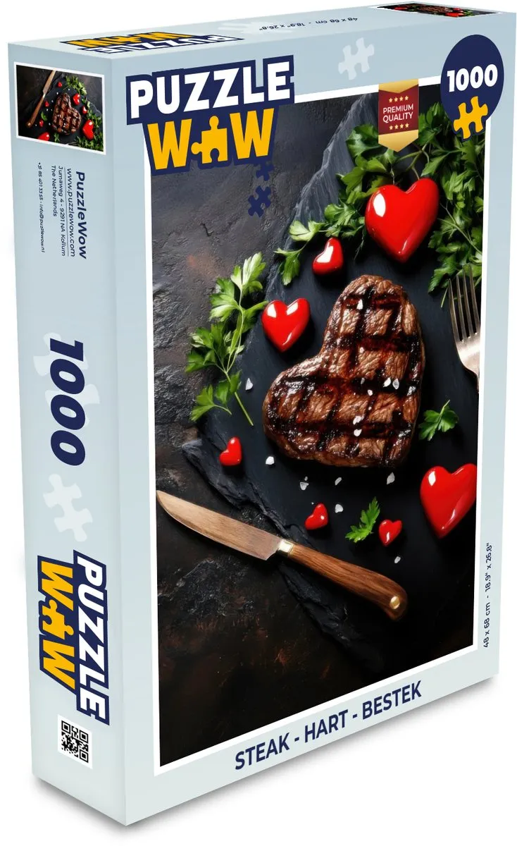 PuzzleWow Steak Hart Legpuzzel 1000 Stuks