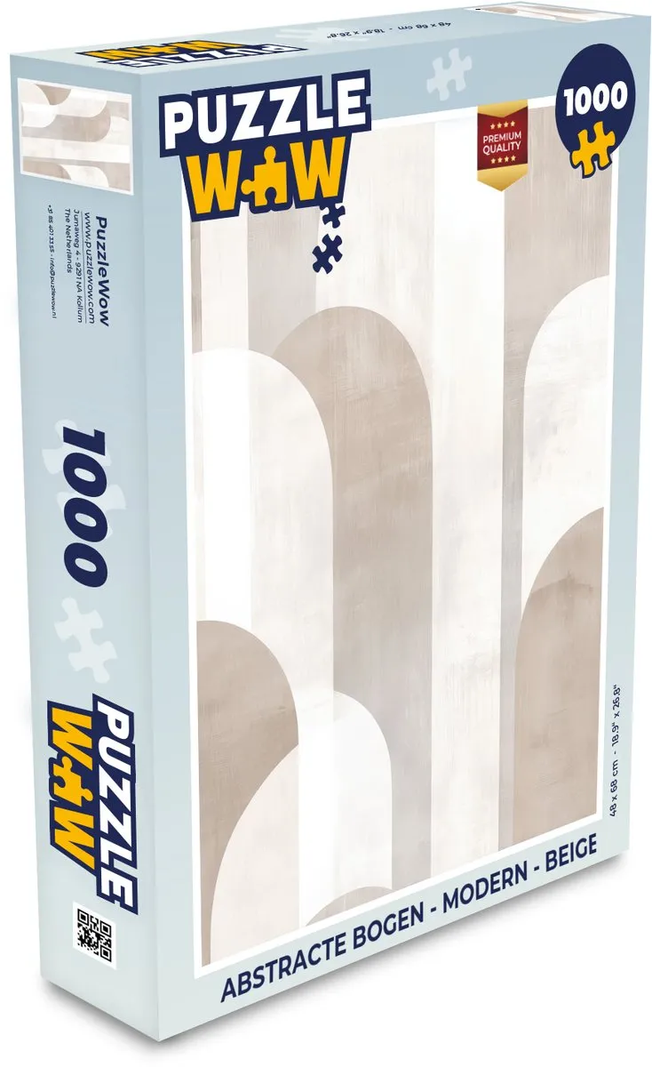 PuzzleWow Abstracte Bogen Legpuzzel 1000 Stuks - Beige