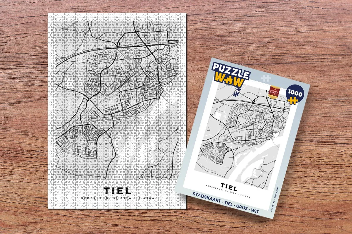 PuzzleWow Stadskaart Tiel Legpuzzel 1000 Stuks - Multicolor