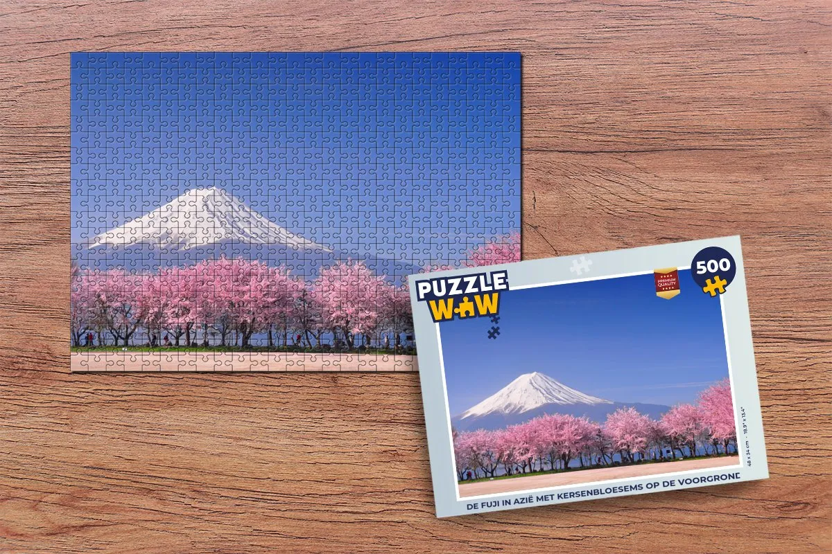 PuzzleWow Fuji met Kersenbloesems Legpuzzel 500 Stuks - Multicolor