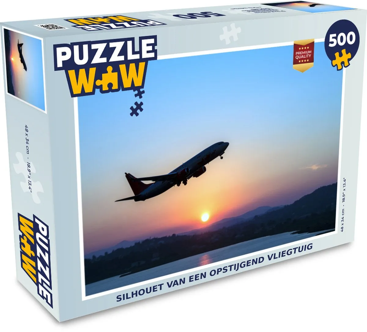 PuzzleWow Legpuzzel Silhouet Vliegtuig 500 Stuks