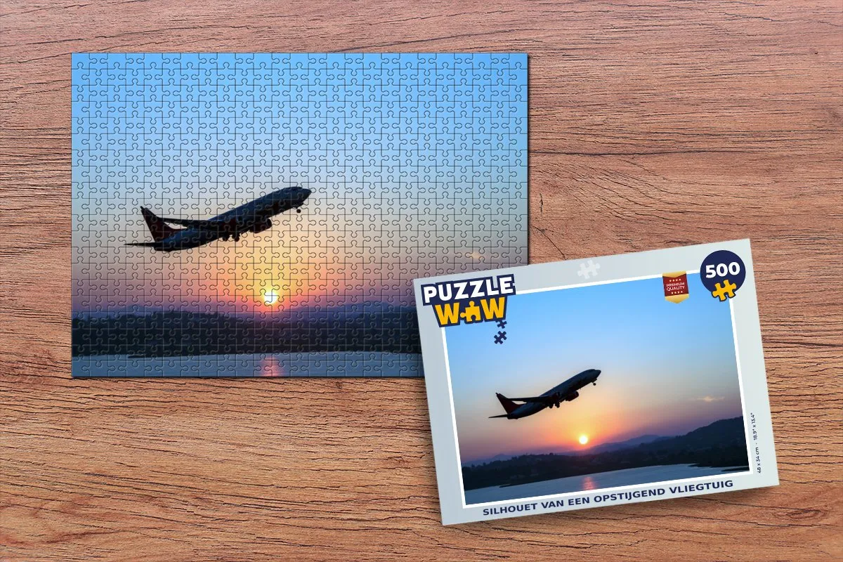 PuzzleWow Legpuzzel Silhouet Vliegtuig 500 Stuks - Multicolor
