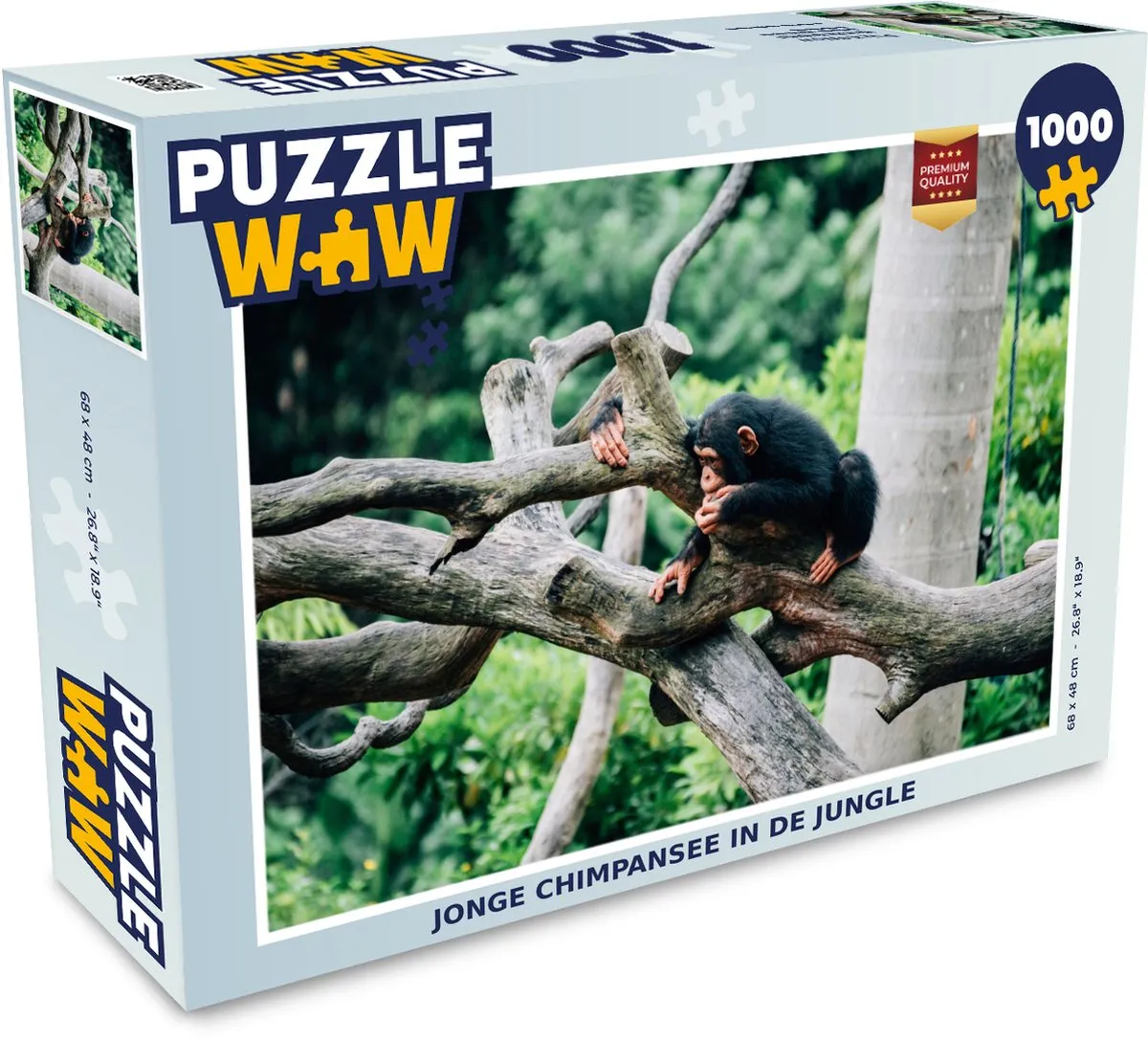 PuzzleWow Legpuzzel Jonge Chimpansee Jungle 1000 Stuks