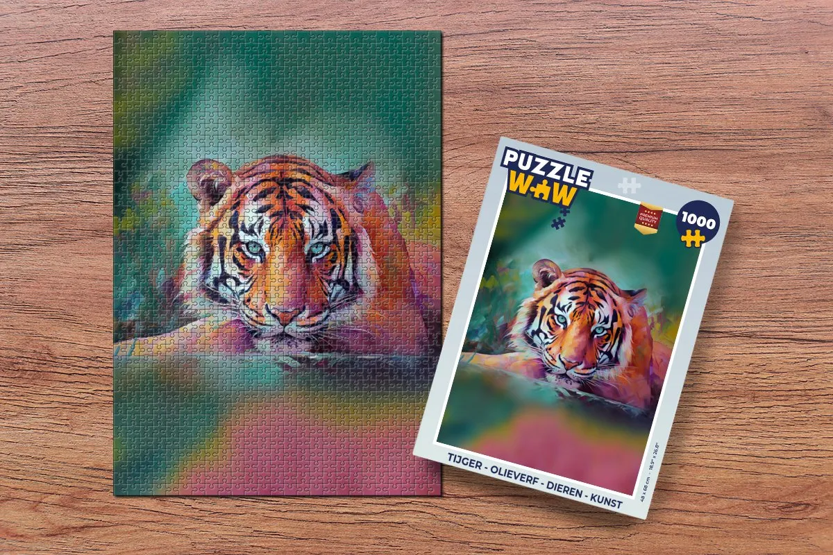 PuzzleWow Tijger Legpuzzel 1000 Stuks - Multicolor