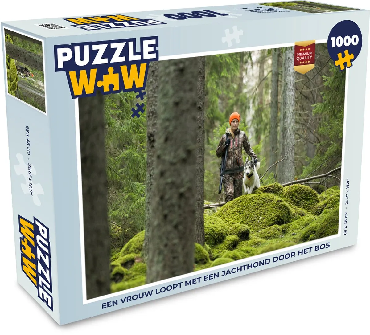 PuzzleWow Legpuzzel Boswandeling met Jachthond 1000 Stuks - Multicolor