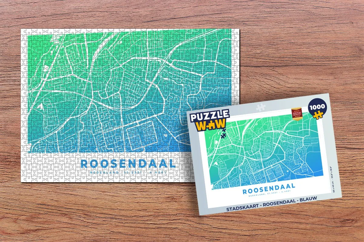 PuzzleWow Stadskaart Roosendaal Legpuzzel 1000 Stuks - Multicolor