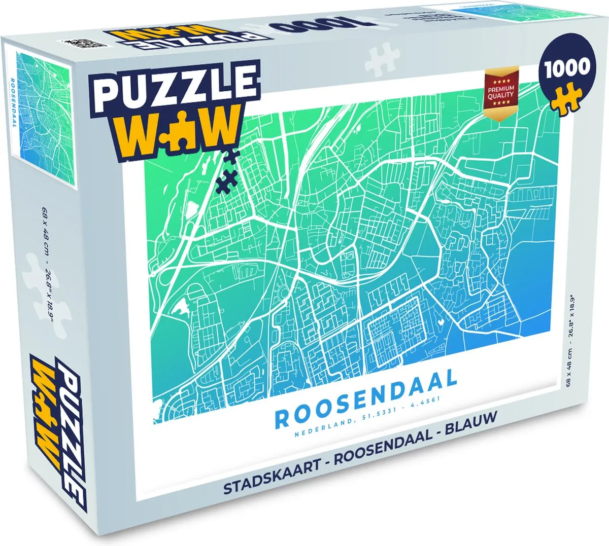 PuzzleWow Stadskaart Roosendaal Legpuzzel 1000 Stuks