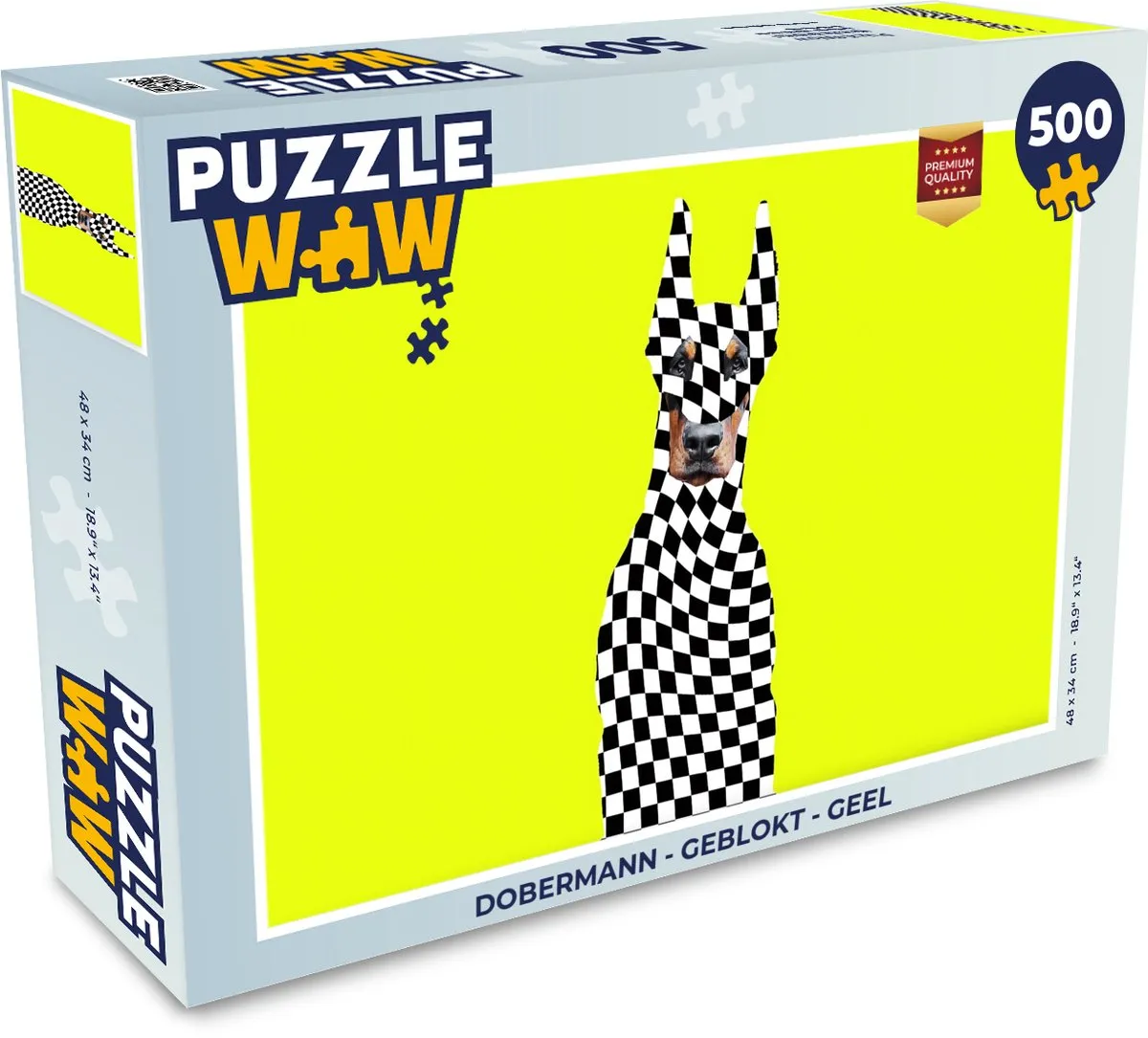PuzzleWow Dobermann Geblokt Legpuzzel 500 Stuks