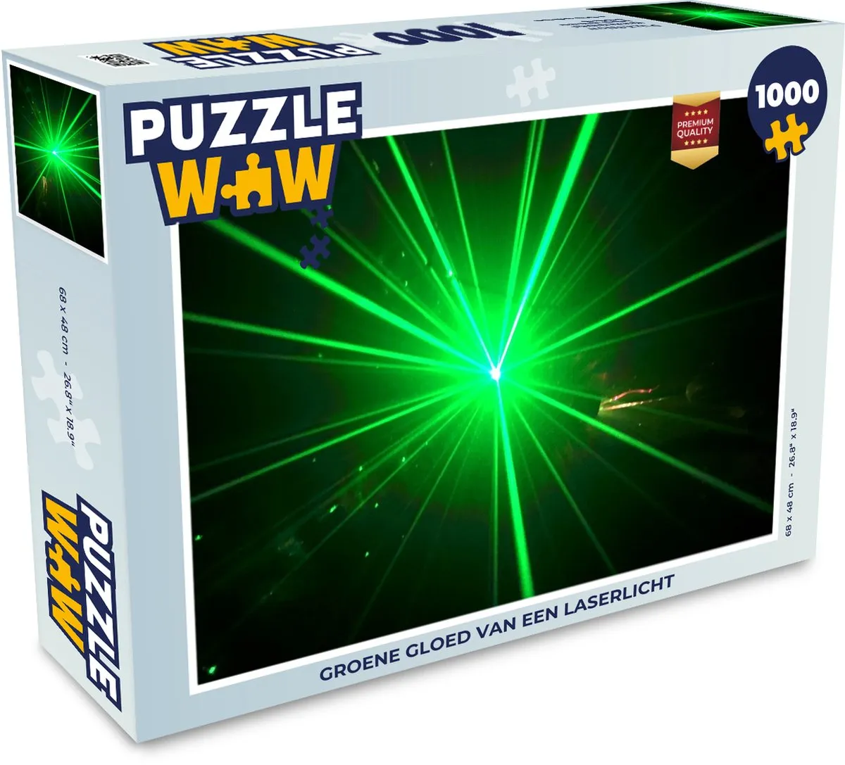 PuzzleWow Legpuzzel Groene gloed laserlicht 1000 Stuks - Multicolor