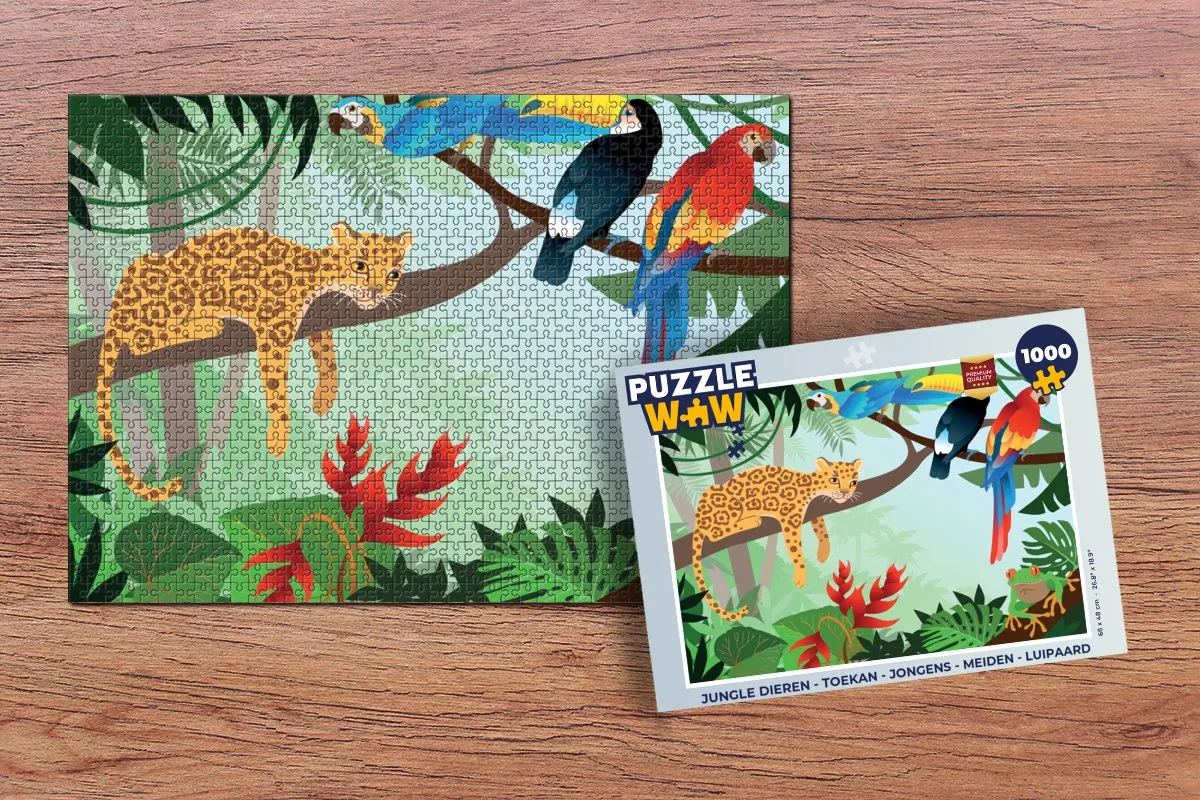 PuzzleWow Jungle Dieren Legpuzzel 1000 Stuks - Multicolor
