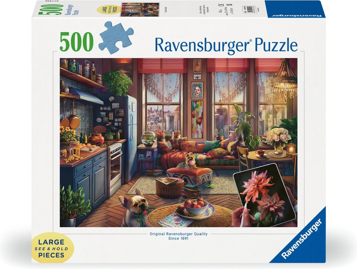 Ravensburger Cozy Boho Studio Legpuzzel 500 Stuks - Multicolor