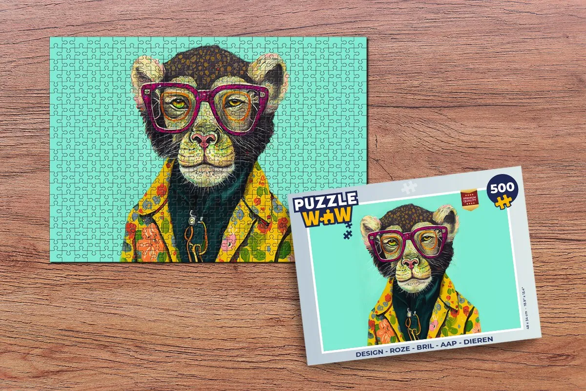 PuzzleWow Legpuzzel Aap Dieren 500 Stuks - Multicolor