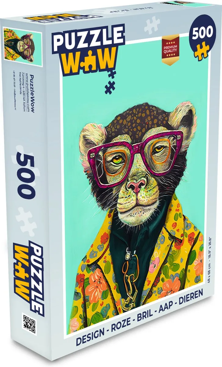 PuzzleWow Legpuzzel Aap Dieren 500 Stuks - Multicolor