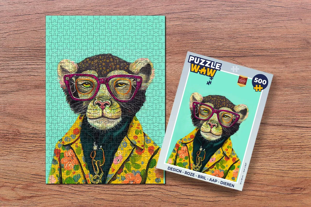 PuzzleWow Legpuzzel Aap Dieren 500 Stuks - Multicolor