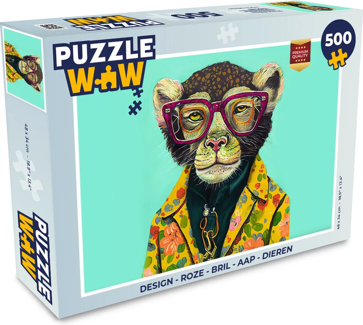 PuzzleWow Legpuzzel Aap Dieren 500 Stuks - Multicolor