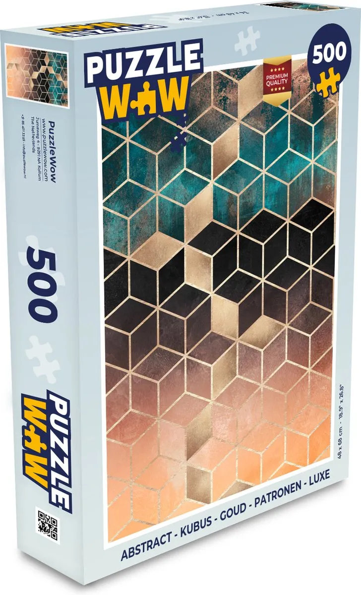 PuzzleWow Abstract Kubus Legpuzzel 500 Stuks - Multicolor