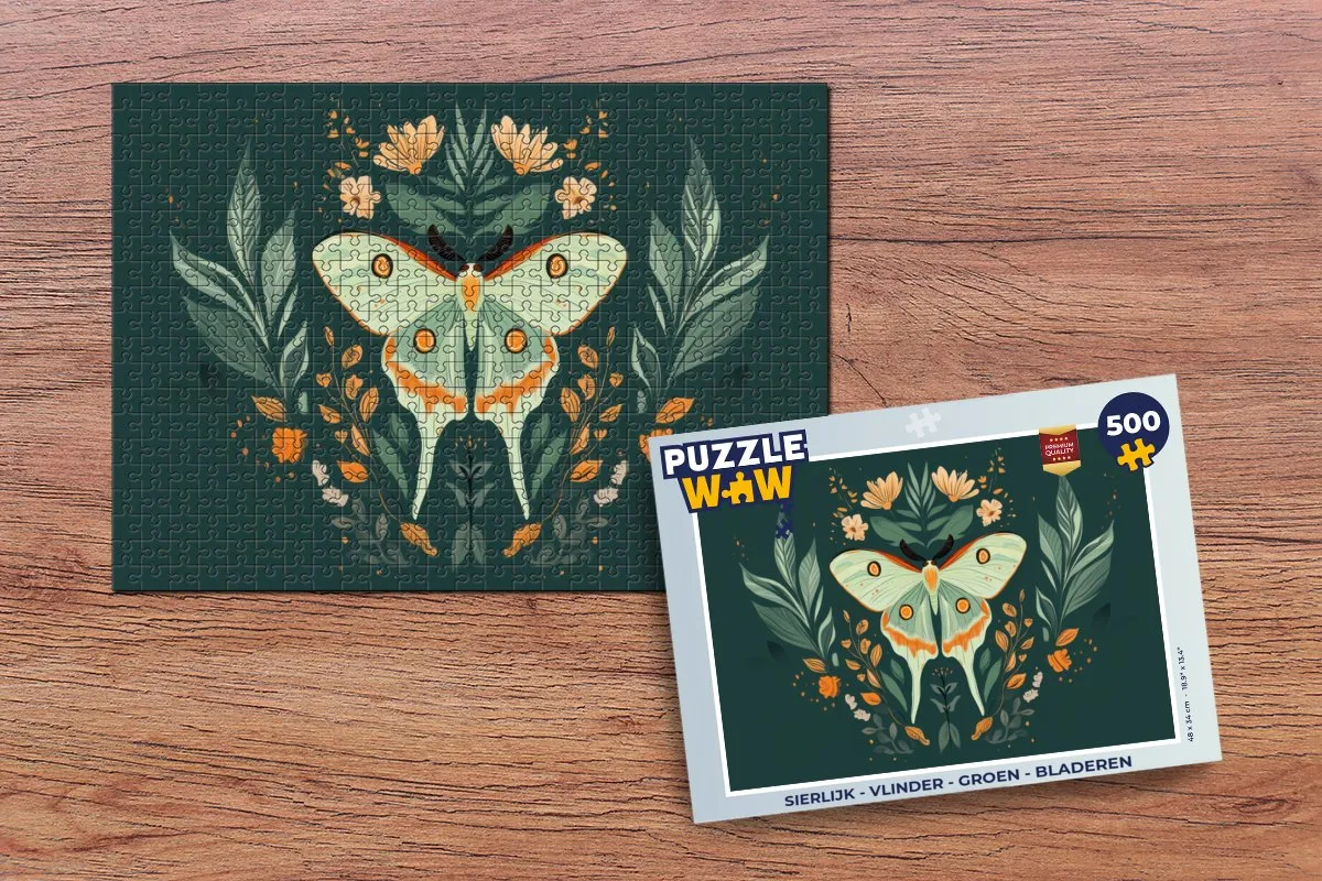 PuzzleWow Sierlijk Vlinder Legpuzzel 500 Stuks - Groen