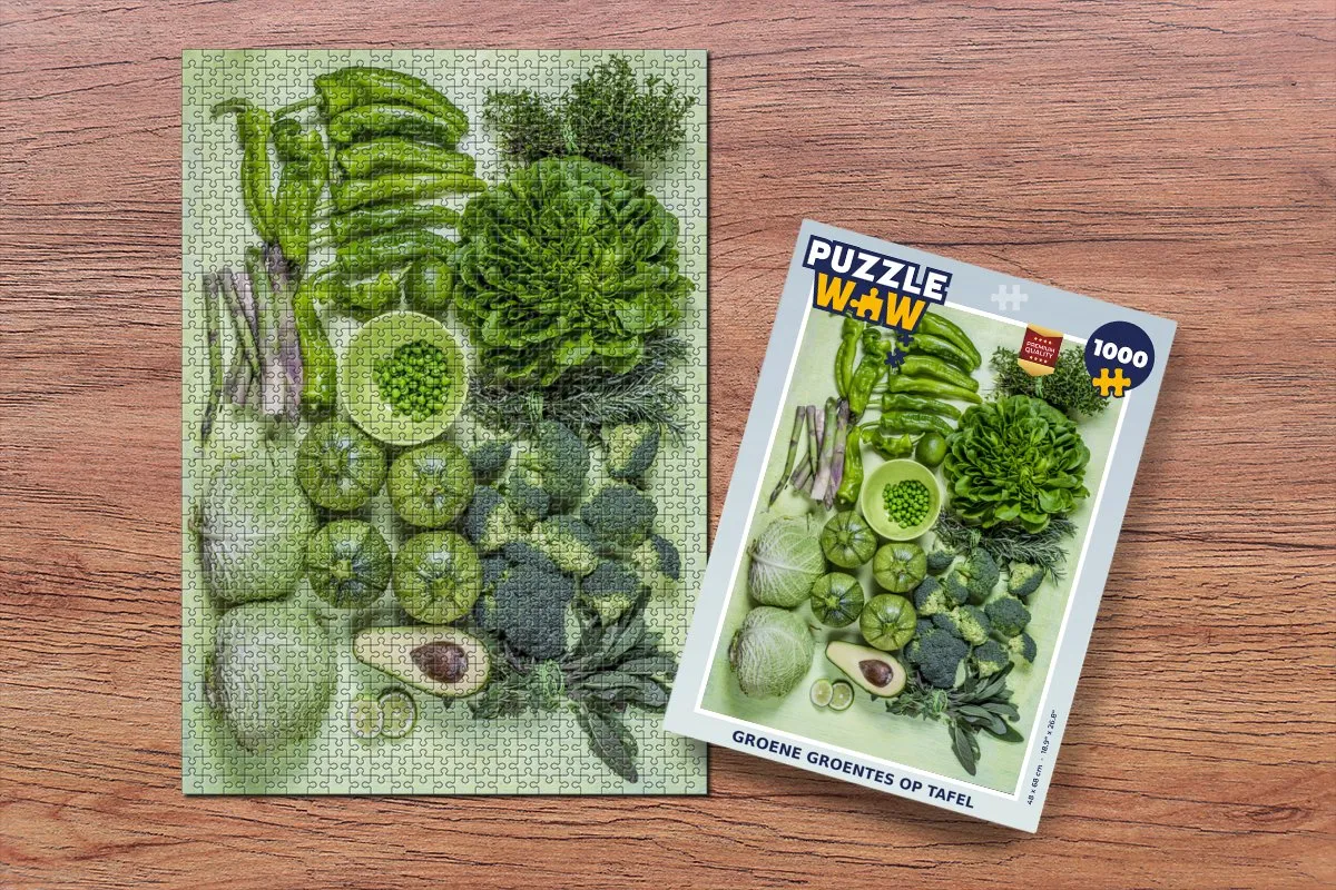 PuzzleWow Groene Groentes Legpuzzel 1000 Stuks - Multicolor