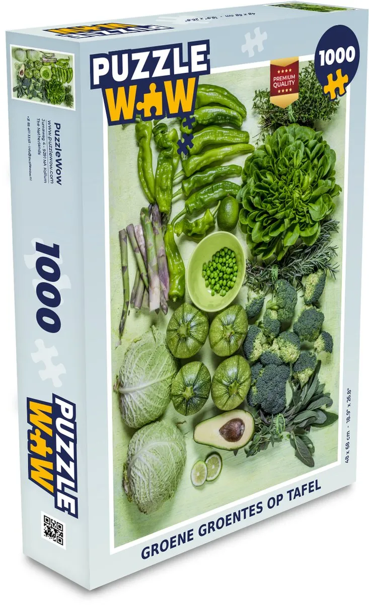 PuzzleWow Groene Groentes Legpuzzel 1000 Stuks