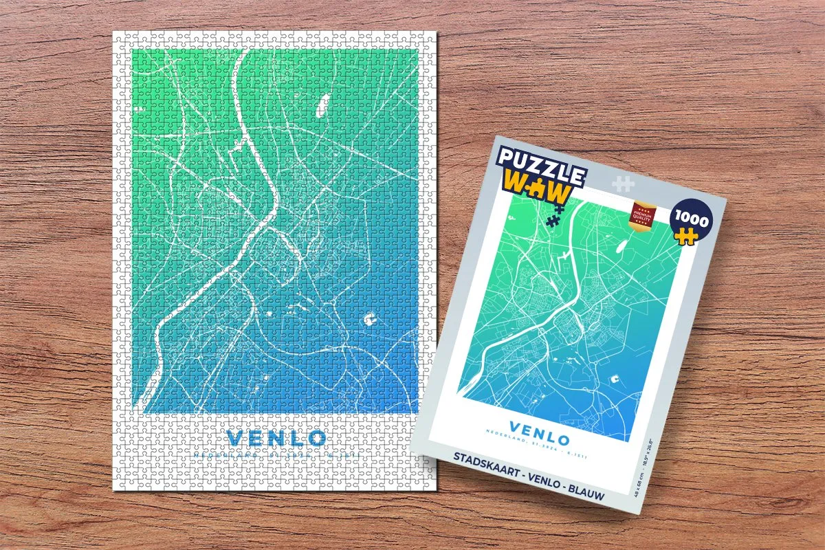 PuzzleWow Stadskaart Venlo Legpuzzel 1000 Stuks - Multicolor