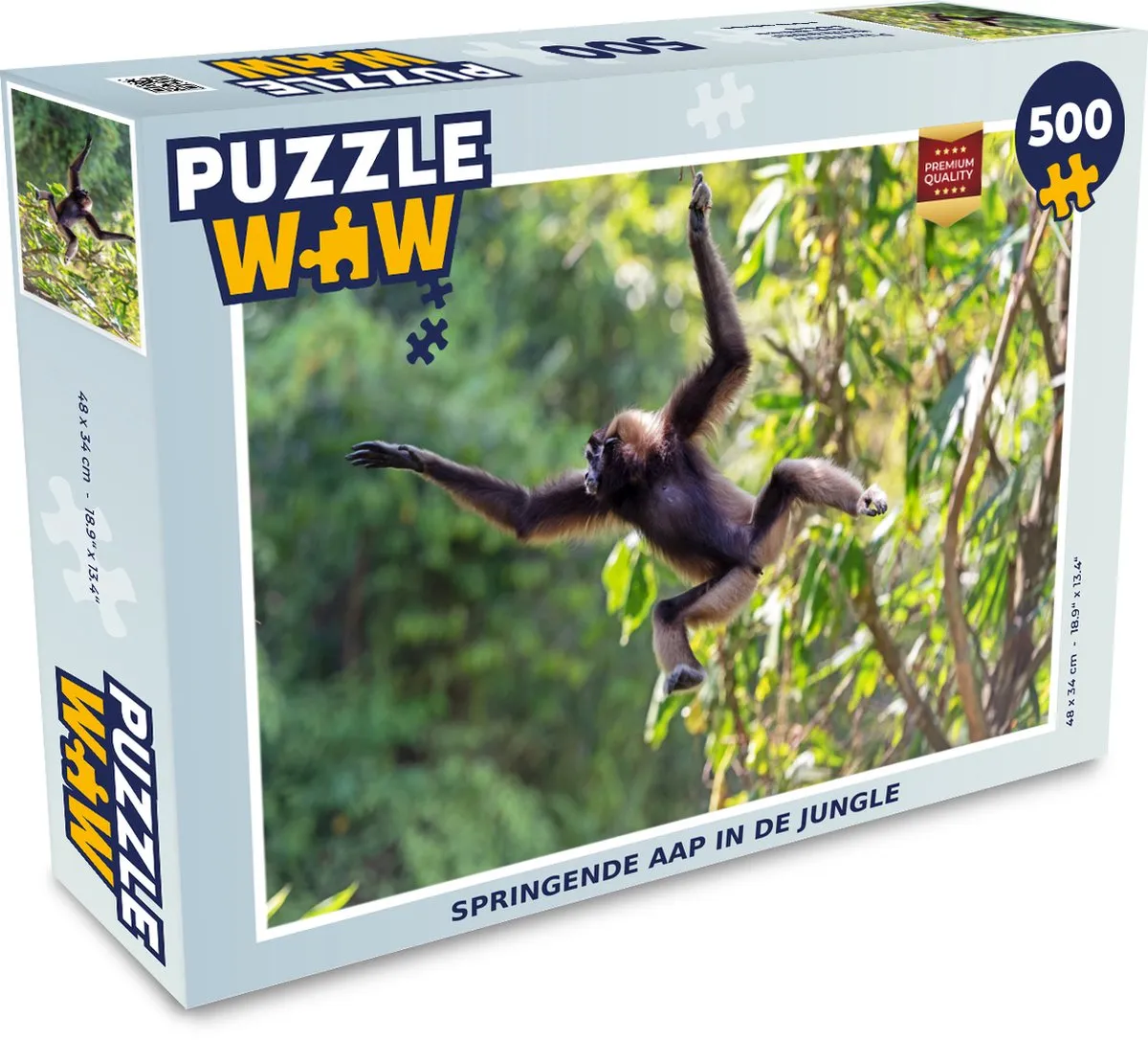 PuzzleWow Legpuzzel Springende aap in de jungle 500 Stuks