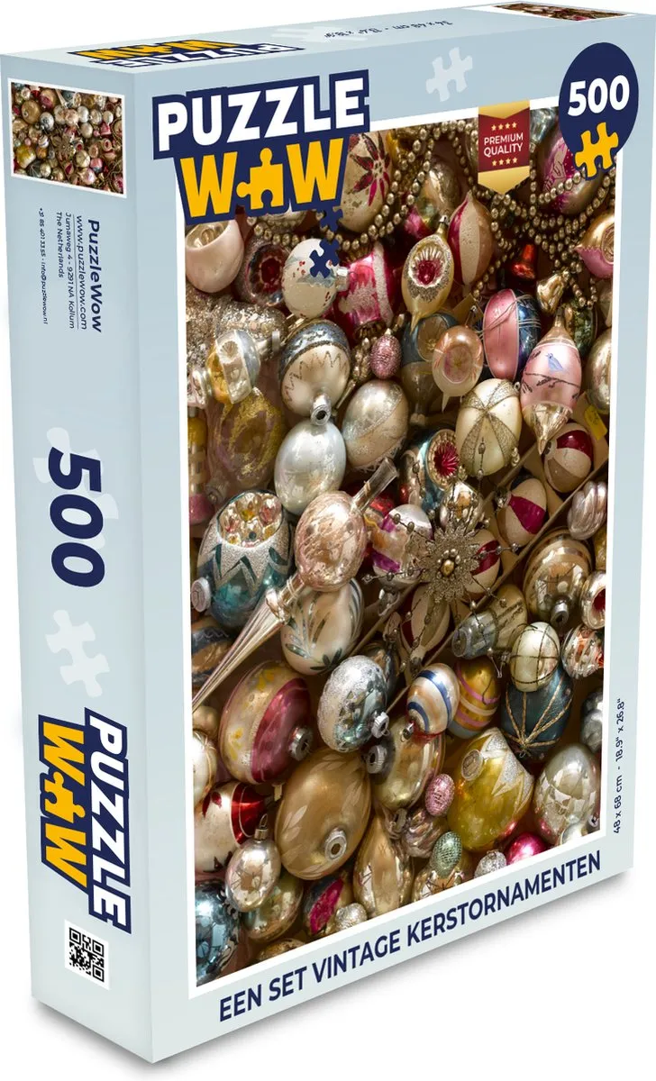 PuzzleWow Vintage Kerstornamenten Legpuzzel 500 Stuks