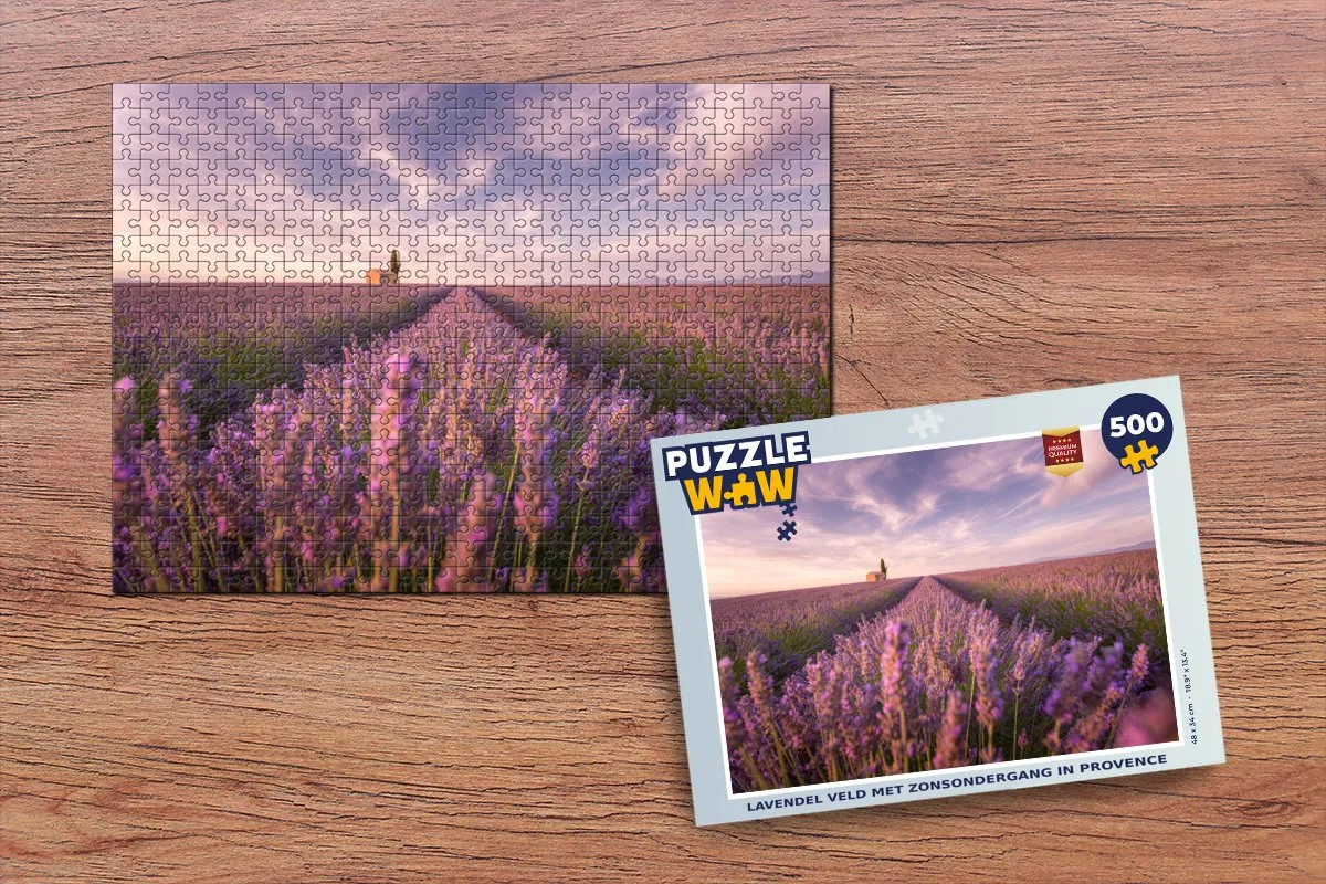 PuzzleWow Provence Zonsondergang Legpuzzel 500 Stuks - Multicolor
