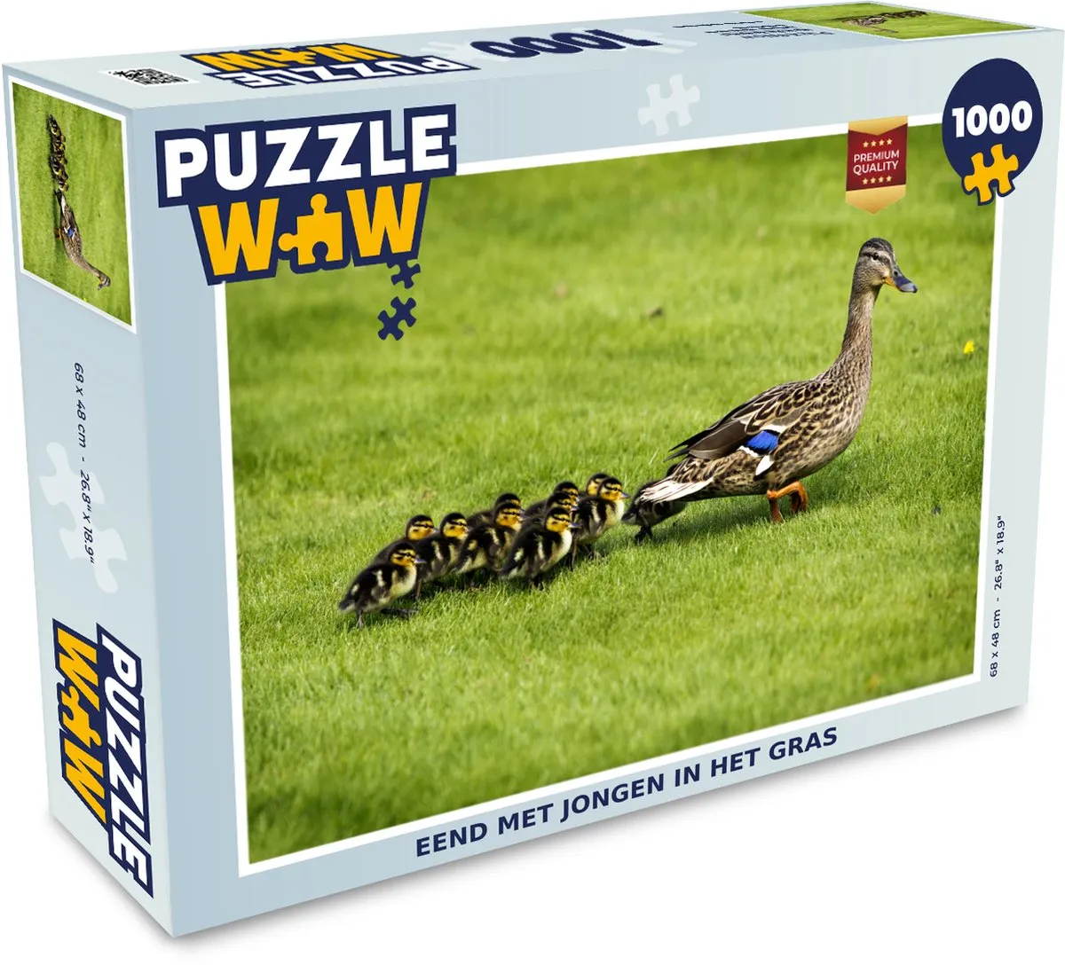 PuzzleWow Legpuzzel Eend met jongen in het gras 1000 Stuks