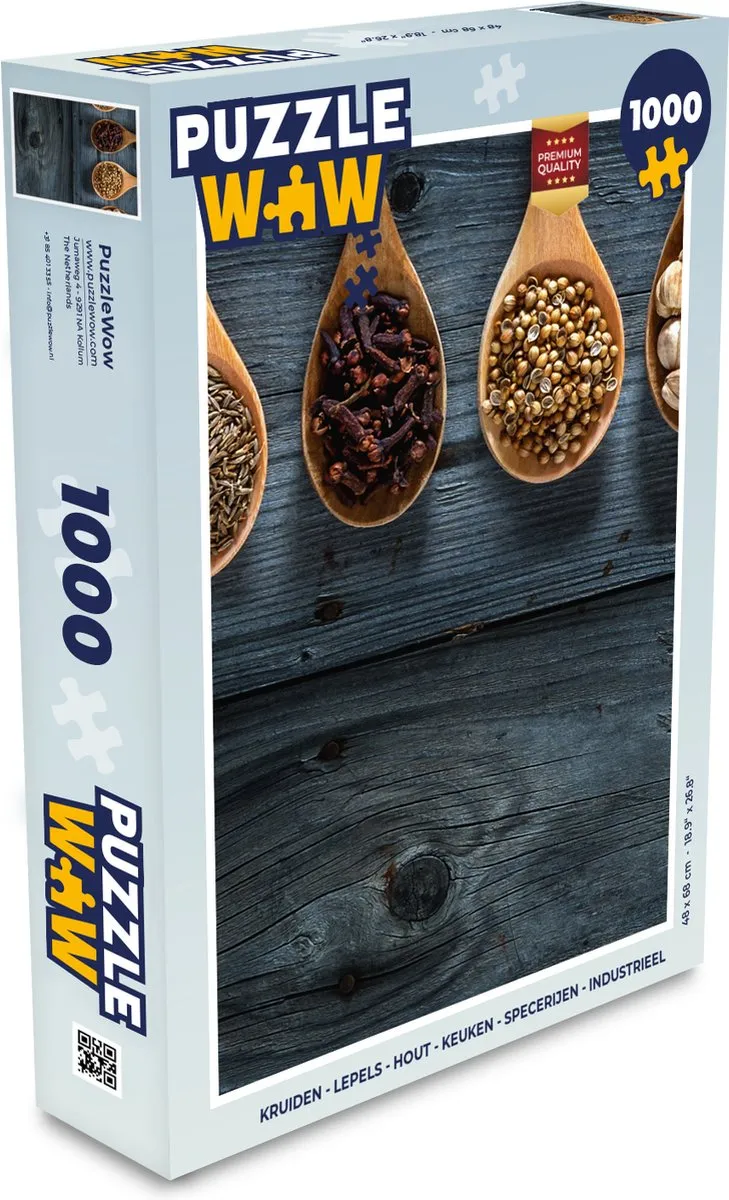 PuzzleWow Kruiden Lepels Houten Legpuzzel 1000 Stuks - Multicolor