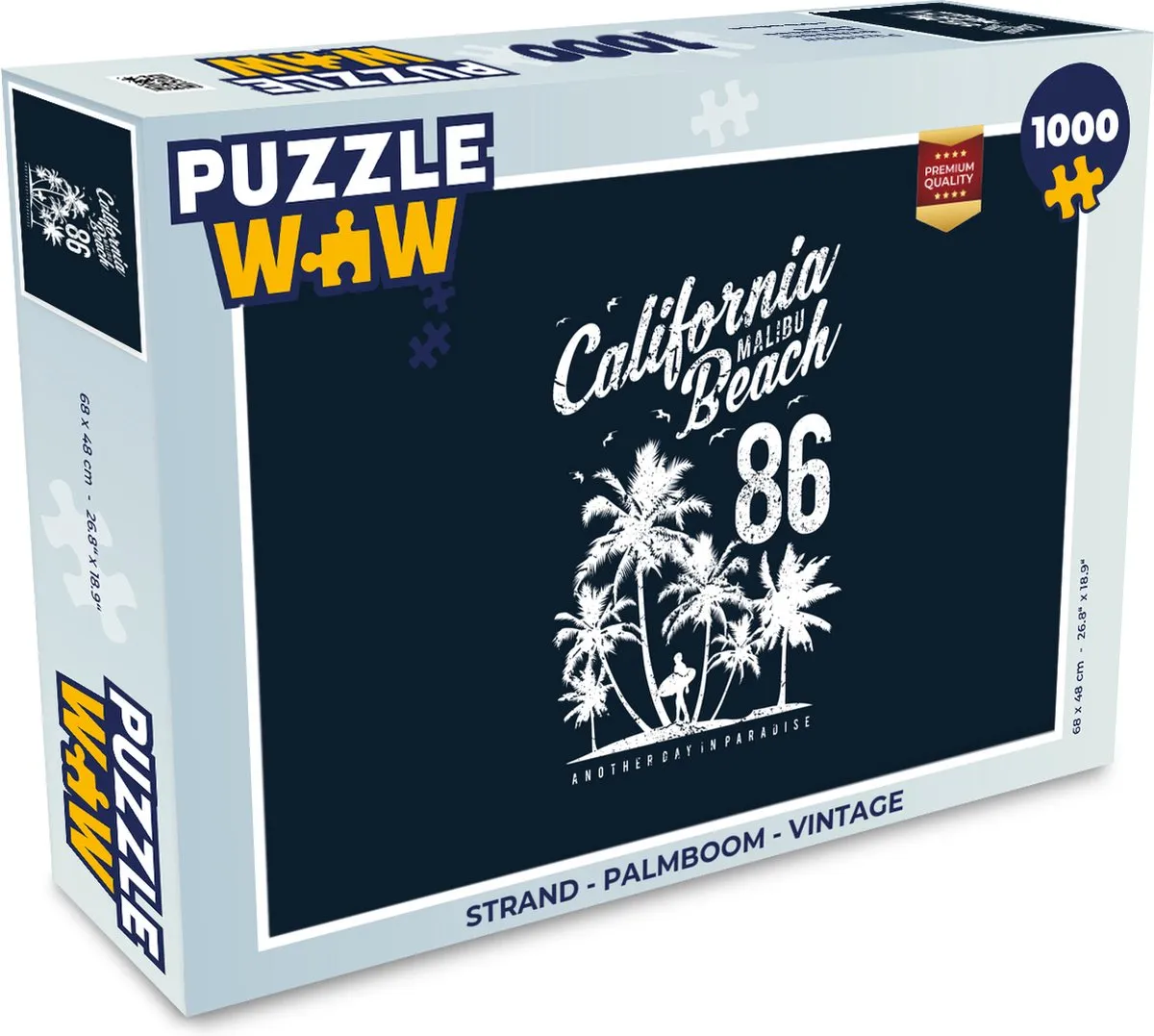 PuzzleWow Strand Palmboom Vintage Legpuzzel 1000 Stuks