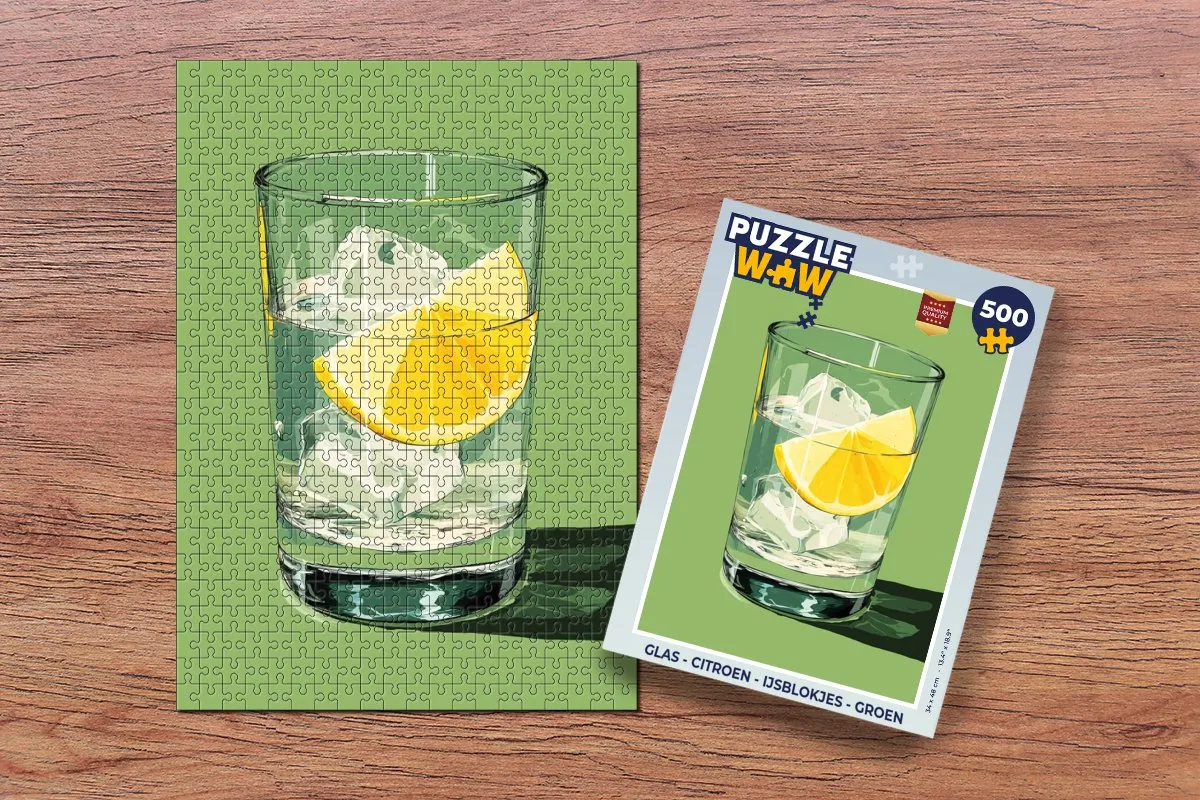 PuzzleWow IJsblokjes Citroen Puzzel 500 Stuks - Glas