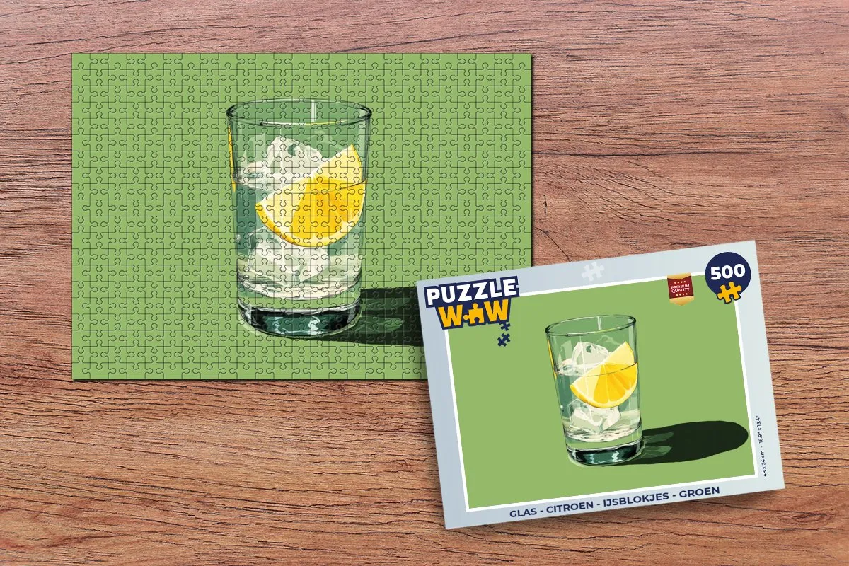 PuzzleWow IJsblokjes Citroen Puzzel 500 Stuks - Glas