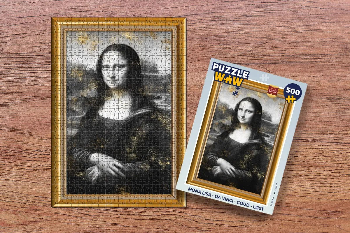 PuzzleWow Mona Lisa Da Vinci Legpuzzel 500 Stuks - Goud - Multicolor