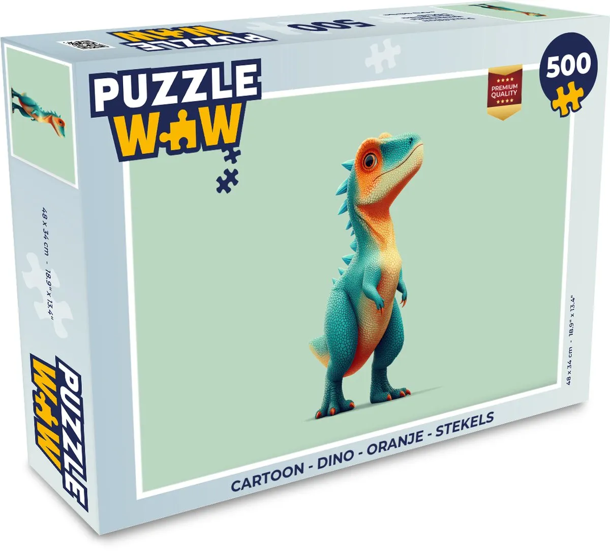PuzzleWow Dino Legpuzzel 500 Stuks - Oranje